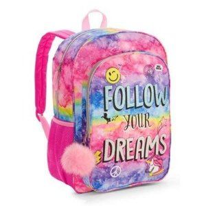 Pink Follow Your Dreams Emoji Backpack with Pom LH